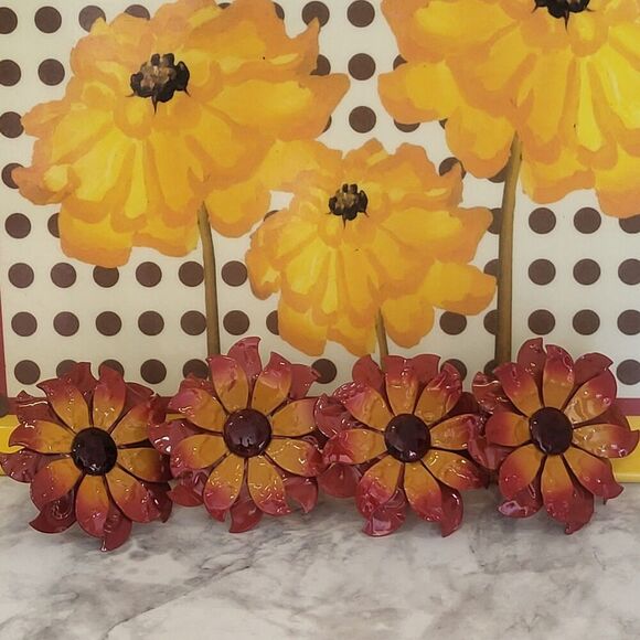 Kitchen Serving Tray Decor Sunflower By Soraya & Napkin Rings Country Farmhouse - Picture 2 of 10